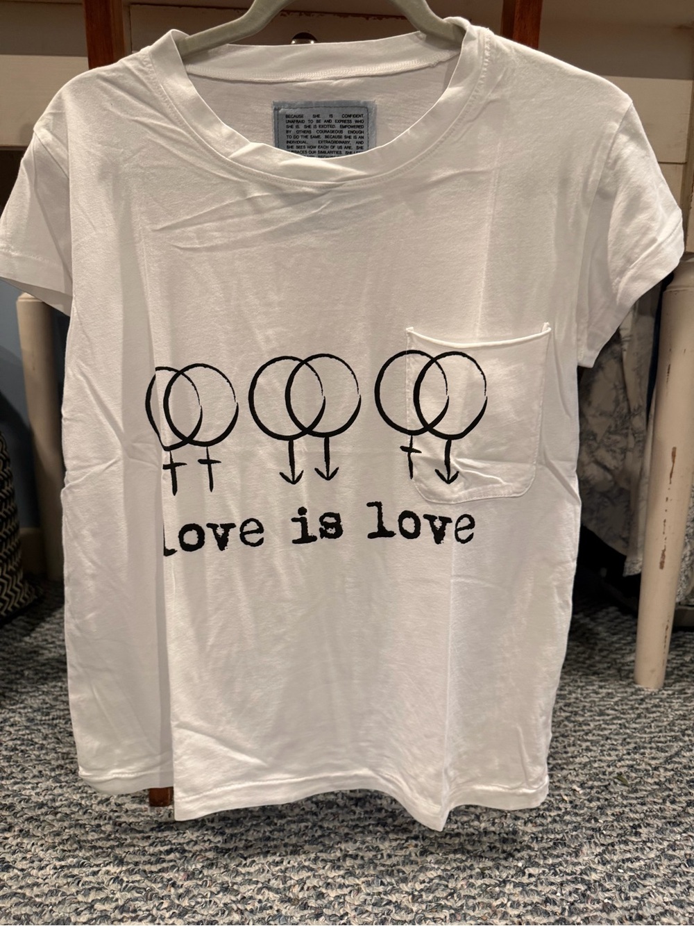 Love Is Love Graphic Pocket Tee - White